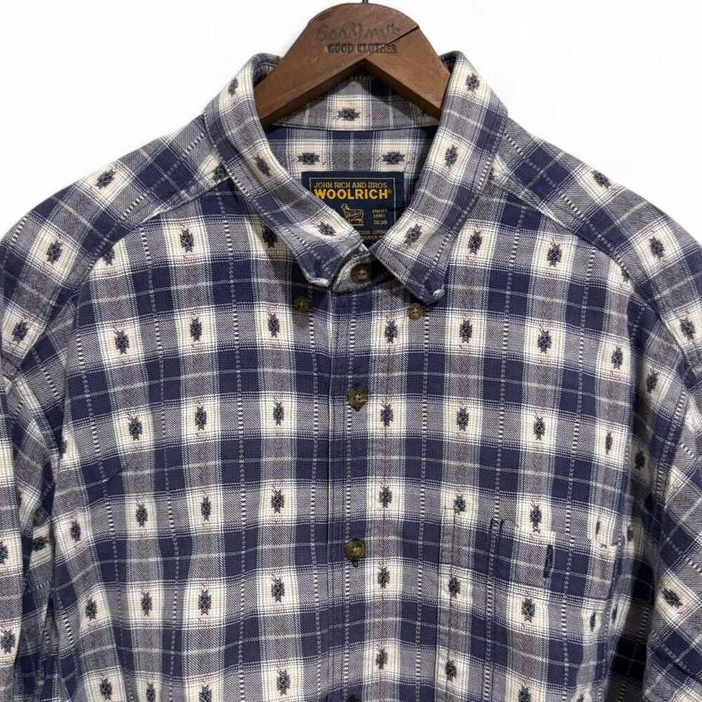 Woolrich John Rich & Bros Southwestern Aztec Plaid Button-Down Shirt Men's XL